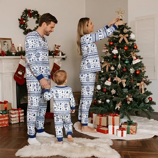 Feionusin Family Christmas Pajamas Matching Sets, Xmas Pjs Sets Holiday Sleepwear Matching Pajamas Long Sleeve Nightwear Set nirvanaguru