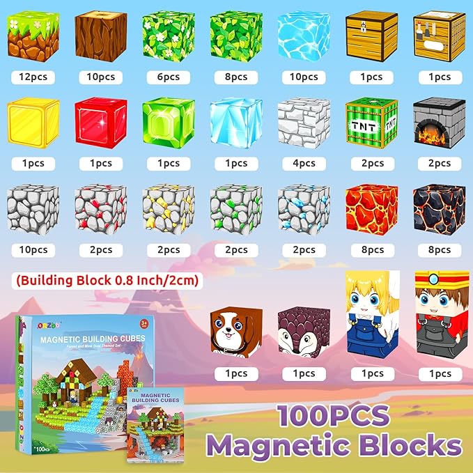 Magnetic Blocks, Magnetic Tiles Building Blocks, Magnet Cubes Toddler Kids Toys, Sensory STEM Toys for 3-5 4-6 5-7 6-8 Year Old Boys Girls Easter Birthday Gifts Travel Outdoor Kids Games (0.8IN/2CM) Nirvana Guru
