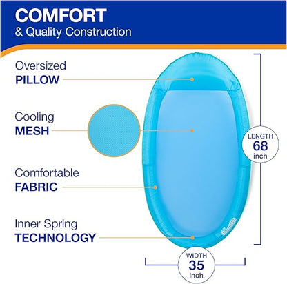 SwimWays Spring Float Premium Hammock Pool Lounger, Inflatable Pool Floats Adult with Fast Inflation for Ages 15 & Up, Sky Blue nirvanaguru