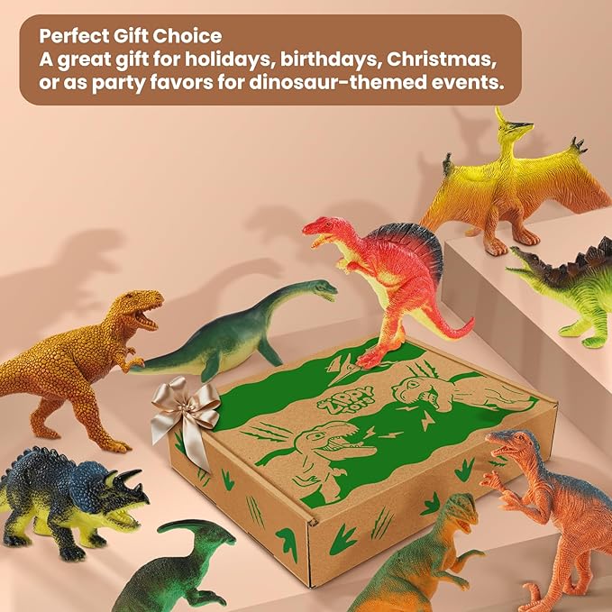 Dinosaur Toys for Kids 3-5, 10 PCS Realistic Plastic Dinosaur Figure Toy Set Including T-Rex, Stegosaurus, Spinosaurus, Ideal Gift for Toddlers Boys Girls, Dino Boy Toy nirvanaguru