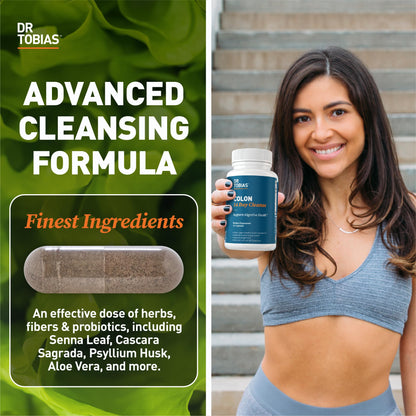 Dr. Tobias Colon 14 Day Cleanse, Advanced Gut Cleanse Detox for Women & Men with Cascara Sagrada, Psyllium Husk, Senna Leaf & Probiotics, Non-GMO Colon Cleanse, 28 Capsules 1-2 Daily