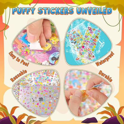3200+ Stickers for Kids, 3D Puffy Sticker, 64 Different Sheets, Cute Animals Stickers for Boys Girls Teachers, Classroom Reward, Craft Scrapbooking, Party Gift nirvanaguru