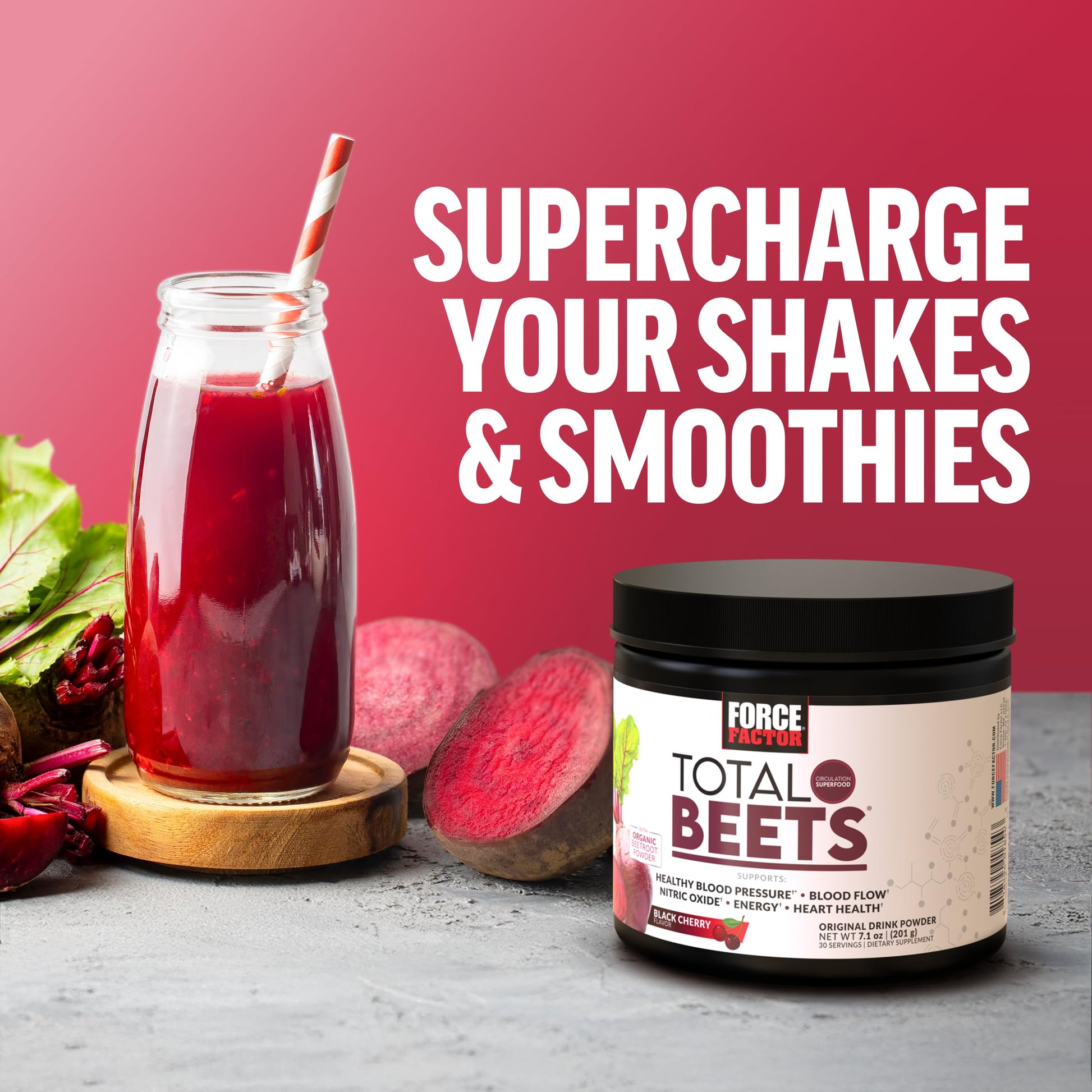 Force Factor Total Beets Drink Mix Superfood Powder with Nitrates to Support Circulation, Blood Flow, Nitric Oxide, Energy, Endurance, and Stamina, Cardiovascular Heart Health Supplement, 30 Servings Nirvana Guru