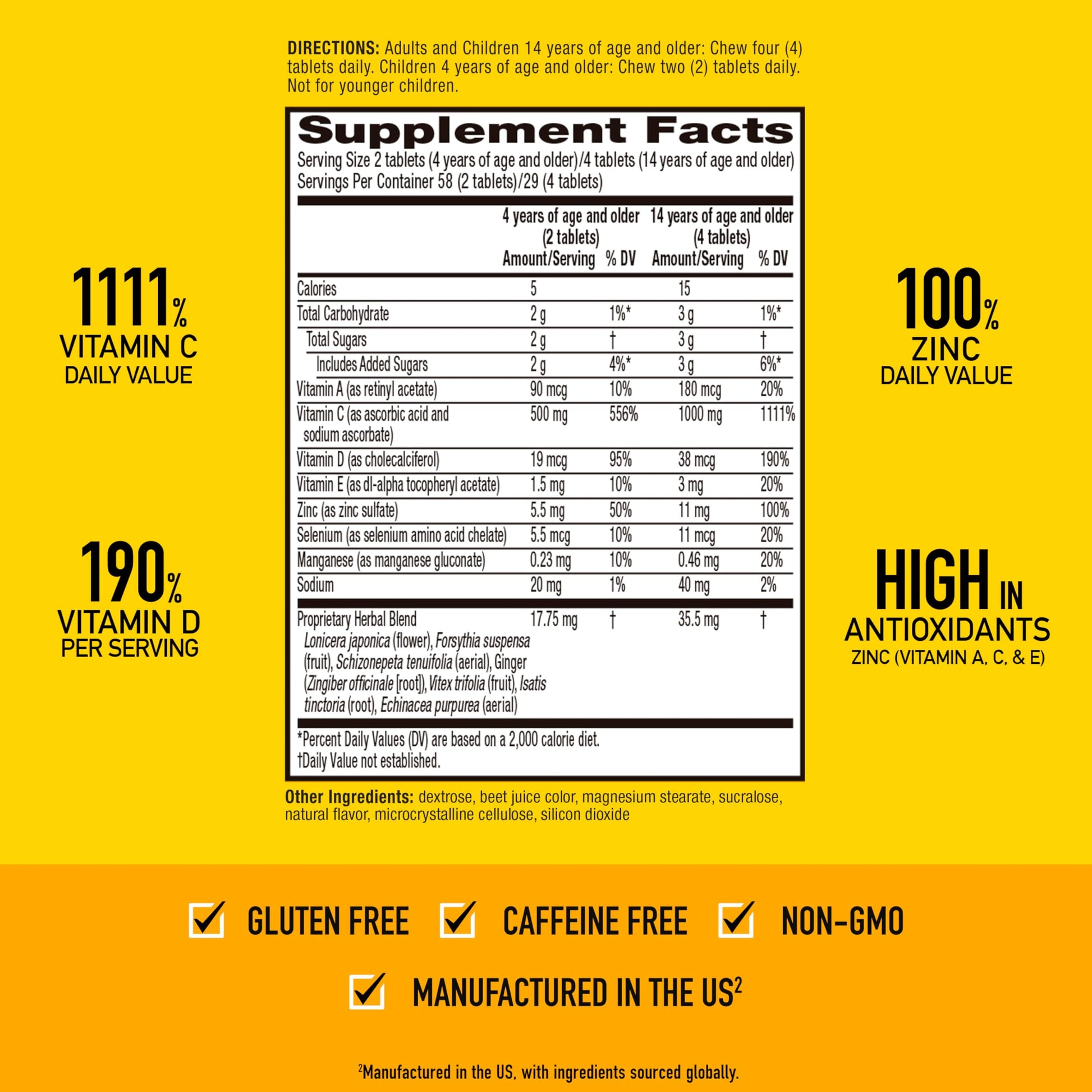 Airborne Vitamin C 1000mg (per Serving) - Citrus Chewable Tablets (116 Count in a Bottle), Gluten-Free Immune Support Supplement, with Vitamins A C E, Zinc, Selenium, Echinacea, Ginger, Antioxidants Nirvana Guru