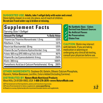 Nature Made Super B Energy Complex, Dietary Supplement for Brain Cell Function Support, 160 Softgels, 160 Day Supply - Nirvana Guru