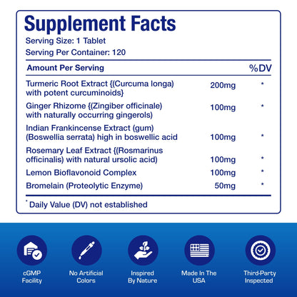 Pro ENZ Joint Support Supplement - Clinical Formula Turmeric Boswellia Supplement for Joint & Cartilage Mobility and Comfort Support Plus Eicosanoid Management with Proteolytic Enzymes (120 Servings) Nirvana Guru