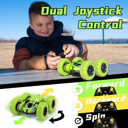 Threeking RC Stunt Cars Remote Control Car Double-Sided Driving 360-degree Flips Rotating Car Toy, Green Nirvana Guru