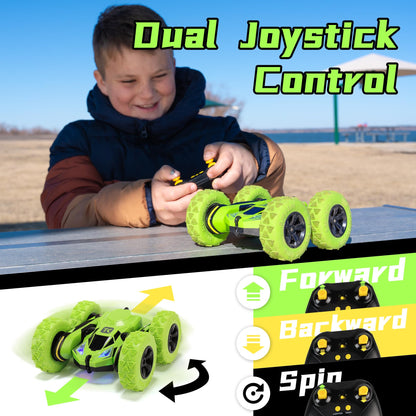 Threeking RC Stunt Cars Remote Control Car Double-Sided Driving 360-degree Flips Rotating Car Toy, Green Nirvana Guru