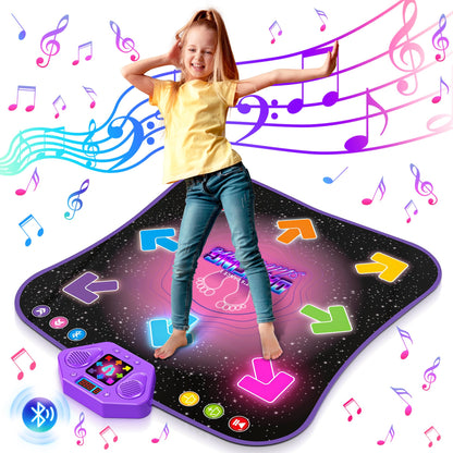 Flooyes Dance Mat Toys for 3-12 Year Old Kids, Electronic Dance Pad with Light-up 6-Button Wireless Bluetooth, Music Dance with 5 Game Modes, Birthday Toys Gifts for 3 4 5 6 7 8 9 10+ Year Old Girls Nirvana Guru