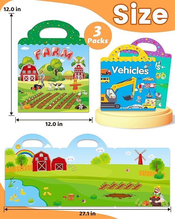 Reusable Sticker Book for Toddlers 2-4 Years, Stickers for Kids, Toddler Sticker Book Ages 1-3, Toddler Craft Activities, Toddlers Travel Toys Ages 2+ Boy Girl Birthday Gifts nirvanaguru