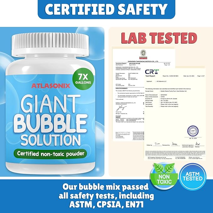 Giant Bubble Solution - Bubble Wands, Bubbles for Kids, Kids Bubbles Mix Powder Makes 896 OZ (7 Gallons) - The Original Solution Mix | 100% Kid Safe nirvanaguru