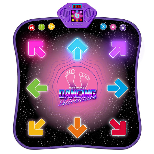 Flooyes Dance Mat Toys for 3-12 Year Old Kids, Electronic Dance Pad with Light-up 6-Button Wireless Bluetooth, Music Dance with 5 Game Modes, Birthday Toys Gifts for 3 4 5 6 7 8 9 10+ Year Old Girls Nirvana Guru