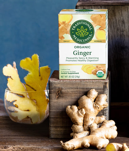 Traditional Medicinals Tea, Organic Ginger, Healthy Digestion, Pleasantly Spicy & Warming, 16 Tea Bags - Nirvana Guru