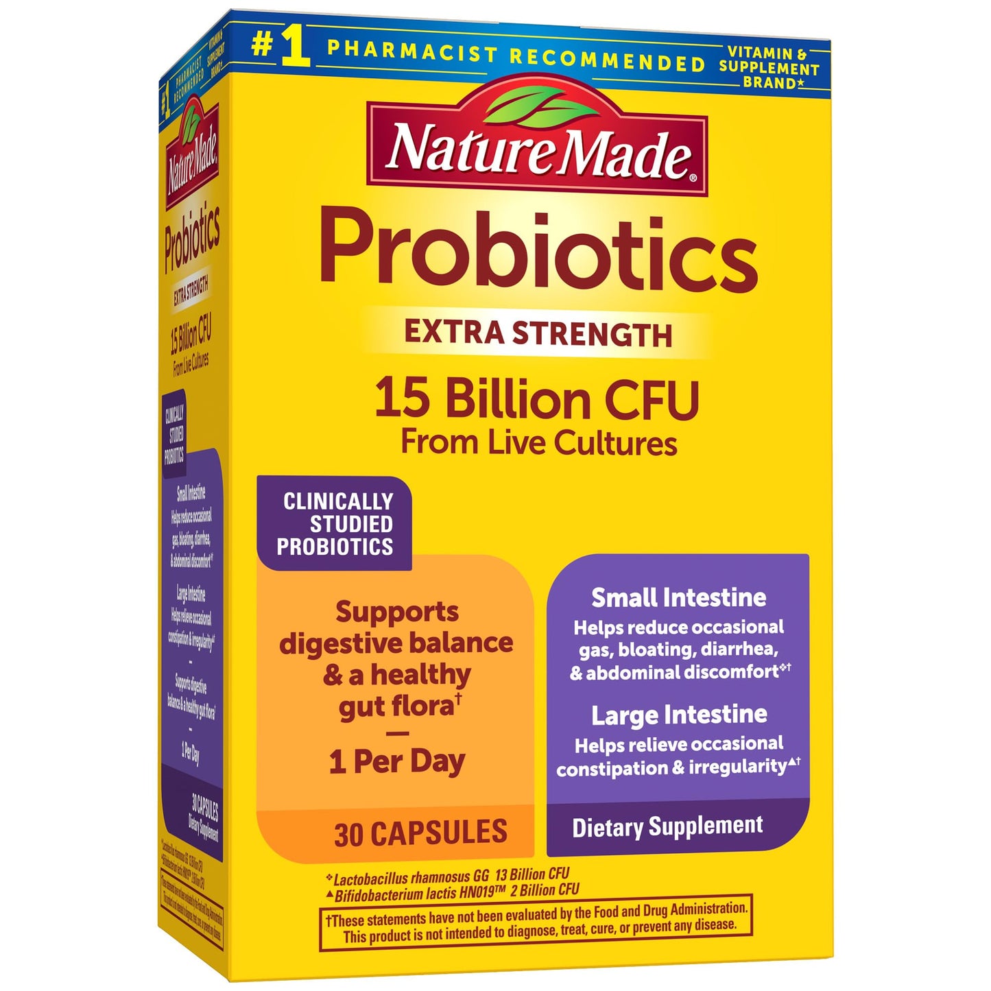 Nature Made Probiotics for Digestive Health Extra Strength 15 Billion CFU from Live Cultures, Probiotics for Women and Men, 30 Probiotic Capsules, 30 Day Supply - Nirvana Guru