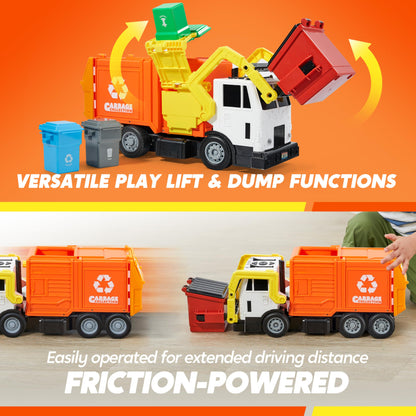 JOYIN Large Friction Powered Garbage Truck Toy Set, Includes Dumpster, Trash Bins, and Learning Cards for Kids, Boy Toys Birthday Gift for Boys Girls Kids Toddler Nirvana Guru