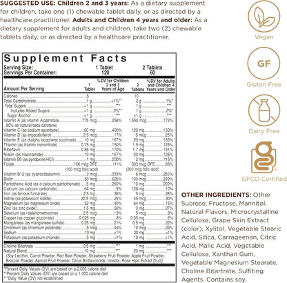 Solgar Kangavites, Bouncin’ Berry Flavor - 120 Chewable Tablets - Complete Multivitamin & Mineral Formula for Children - Vegan, Gluten Free - Nirvana Guru