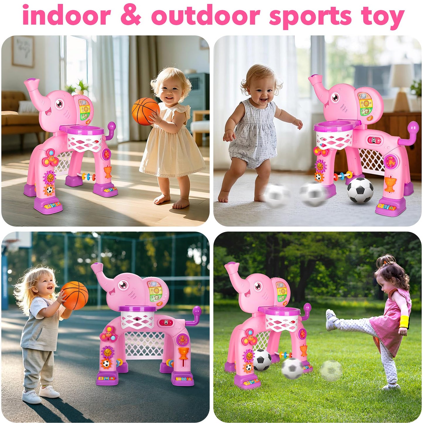 Toddler Basketball Hoop & Soccer Goal, Toys for 1 2 3 Year Old Boys Girls, Kids Sports Toy with Light Sound Music, Montessori Toys for Baby 12-18 Months, Christmas Birthday Gifts for Ages 1-3(Blue） Nirvana Guru