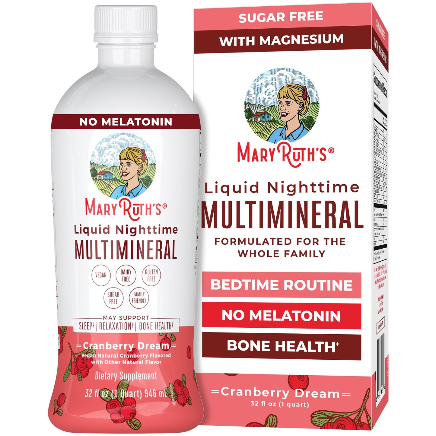 MaryRuth's Liquid Nighttime Multimineral | NO Melatonin | Bedtime Routine | Magnesium Citrate | Calcium | Zinc | Vitamin D3| Available in 4 Flavors | Vegan | Sugar Free | Gluten Free | 32 Oz - Nirvana Guru