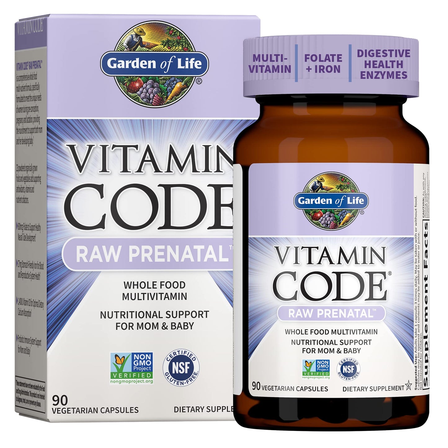 Prenatal Multivitamin for Women from Whole Foods with Biotin, Iron & Folate not Folic Acid, Probiotics for Immune Support - Vitamin Code Raw by Garden of Life - Pregnancy Must Haves - 180 capsules - Nirvana Guru