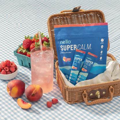 Supercalm Powdered Drink Mix, Raspberry Lemonade, L Theanine, Ksm-66 Ashwagandha, Magnesium Glycinate, Vitamin D 3, Supplements for Relaxation & Focus, No Sugar, Non GMO, On The Go, 20 Ct