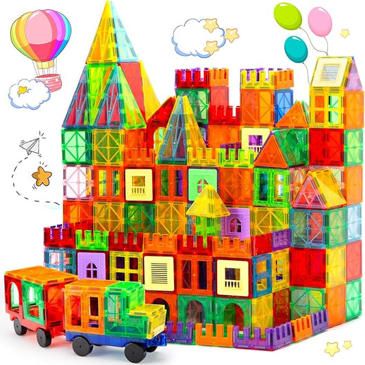Magnetic Tiles,104PCS Magnetic Building Tiles for Kids, Educational Magnetic Stacking Blocks, Magnets Construction Toys, Christmas Toy Gift for Toddlers,Kids Boys and Girls 3 4 5 6 7 8 9+Year Nirvana Guru