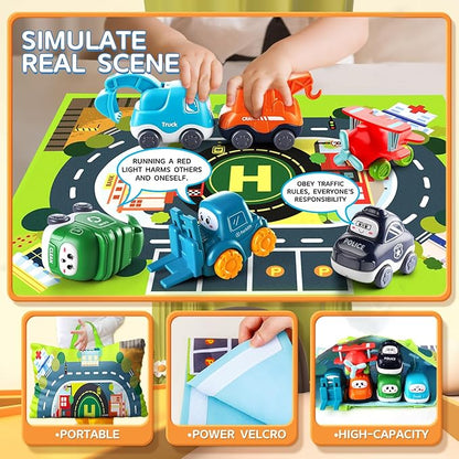 Big Cartoon Truck Car Toys for 1 Year Old Boy with Playmat/Storage Bag|Baby and Toddler Toys 12-18 Months & Age 1-2|1st Birthday Gift for 1 2 Year Old Boy nirvanaguru