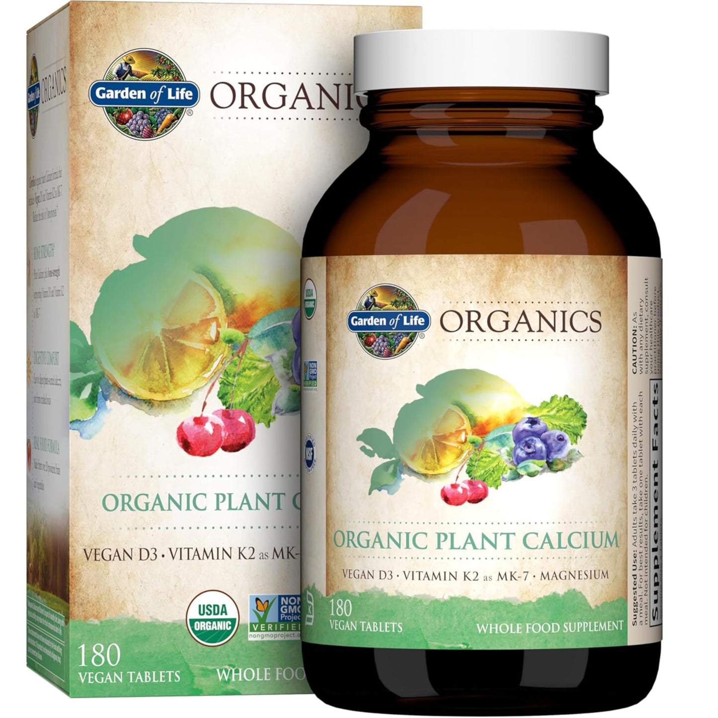 Garden of Life Organics Plant Calcium Supplement Made from Whole Foods with Magnesium, Vitamin D as D3, and Vitamin K as MK7, Gluten-Free - 30 Day Count - Nirvana Guru