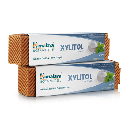 Himalaya Botanique Whitening Antiplaque Toothpaste with Xylitol, Fluoride Free, for Plaque Reduction & Gentle Whitening, 4 oz - Nirvana Guru