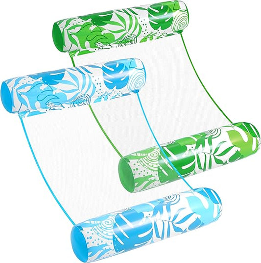 SLOOSH 2 Packs Hammock Pool Floats Adults, 4-in-1 Multi-Purpose Inflatable Pool Floats PVC Water Hammock Lounge Floaties nirvanaguru