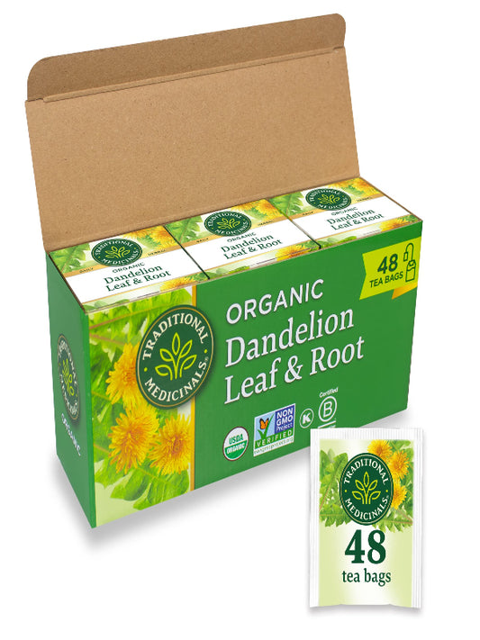 Traditional Medicinals Tea, Organic Roasted Dandelion Root, Supports Kidney Function & Healthy Digestion, 96 Tea Bags (6 Pack) - Nirvana Guru