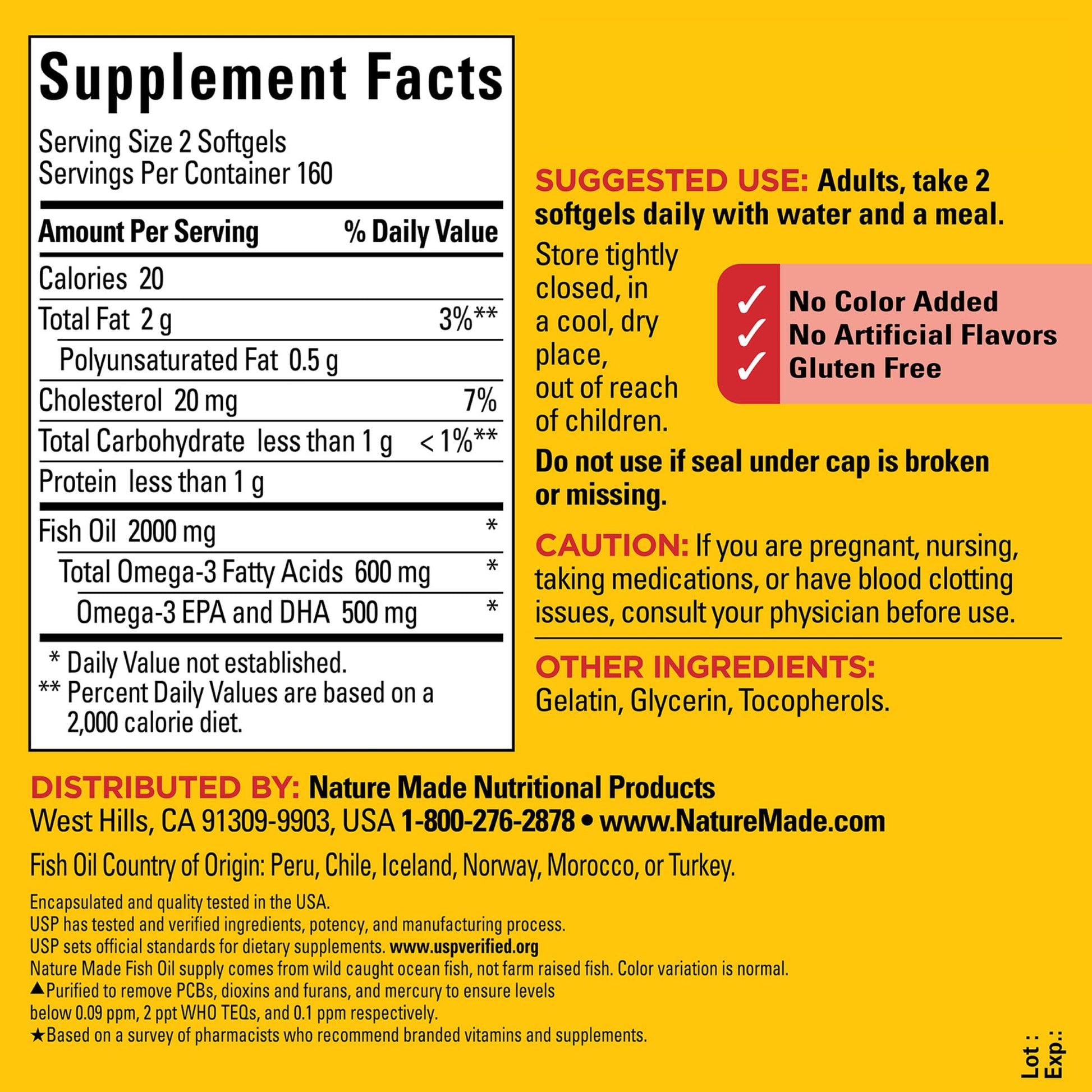 Nature Made Fish Oil Omega 3 Supplements, 1000mg Softgels, Omega 3 Fish Oil for Healthy Heart Support, 250 Softgels, 125 Day Supply - Nirvana Guru
