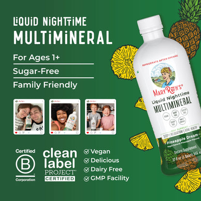 MaryRuth's Liquid Nighttime Multimineral | NO Melatonin | Bedtime Routine | Magnesium Citrate | Calcium | Zinc | Vitamin D3| Available in 4 Flavors | Vegan | Sugar Free | Gluten Free | 32 Oz - Nirvana Guru