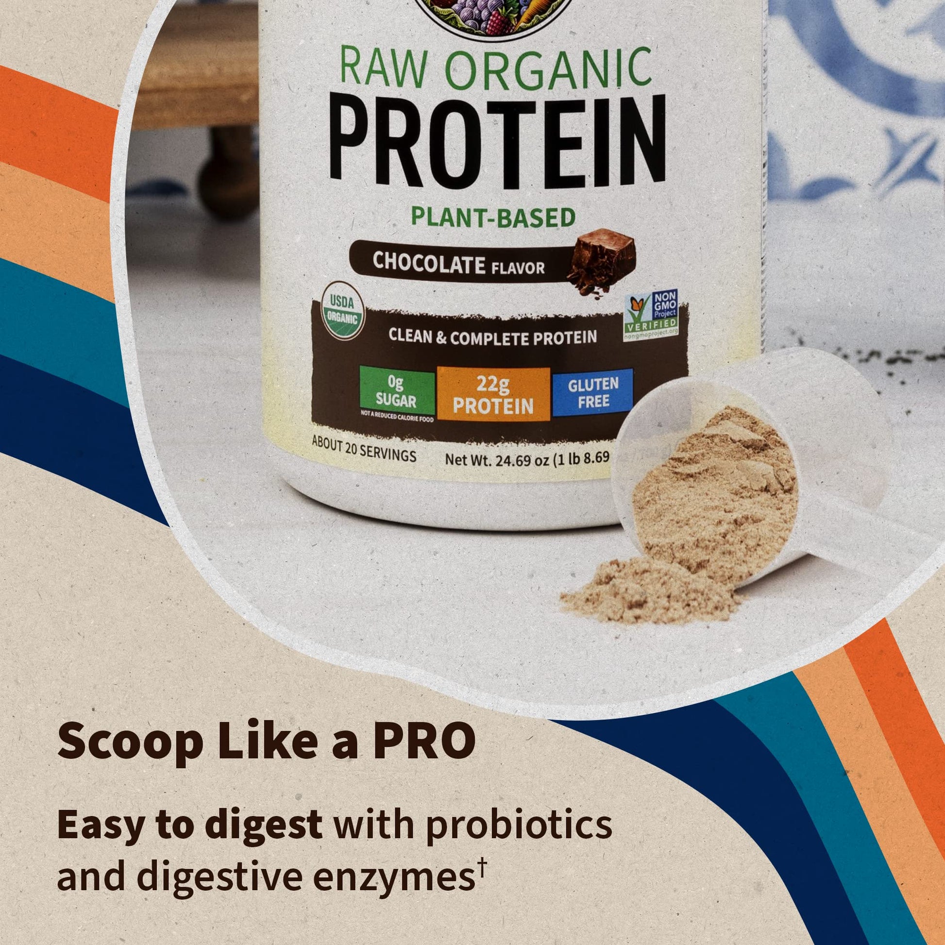 Vegan Protein Powder - Chocolate Organic Protein Powder, 22g Plant Based Protein & BCAAs, Probiotics & Digestive Enzymes - Garden of Life, Gluten & Lactose Free 1.5 LB - Nirvana Guru