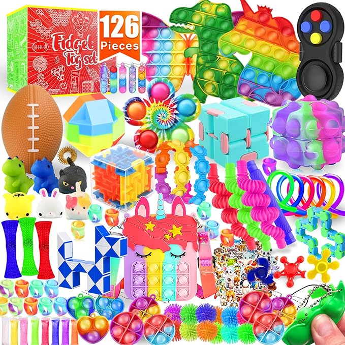 Fidget Toys, 126 Pack Party Favors for Kids 8-12 4-8, Sensory Toys Bulk Autism Autistic, Treasure Box Toys for Classroom, Stocking Stuffers, Goodie Bag Stuffers, Christmas Birthday Gifts Prizes nirvanaguru