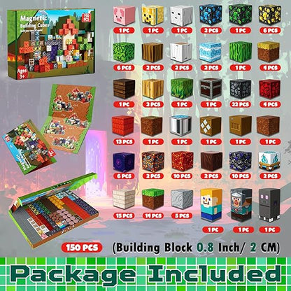 150 PCS Magnetic Blocks - Building Block for Kids Ages 4-8, Magnet Blocks Cubes Tiles Constructions Toys Girl Boy, STEM Educational Montessori Stacking Toy, Sensory Play Game Preschool Learning Gifts Nirvana Guru