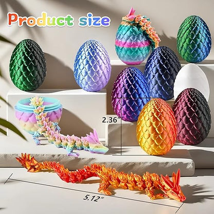 3D Printed Mini Dragon Eggs Set with Dragon Inside, Articulated Crystal Fidget Toy, Cool Stuff Fun Gifts for Adults, Teens, Boy, Easter Basket Stuffers, 12PCS nirvanaguru