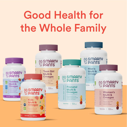 SmartyPants Kids Multivitamin Gummies - Improved Formula: Omega 3 (DHA/EPA), Vitamins D3, C, B12, B6, Vitamin A, K & Zinc, Gluten Free, Three Fruit Flavors, 60 Count (30 Day Supply)