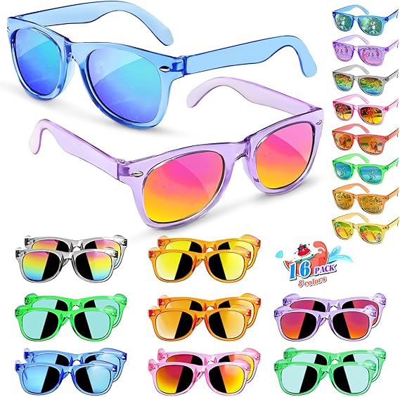 Kids Sunglasses Party Favors - Boys Girls Valentines Day Gifts, Neon Sunglasses with UV 400 Protection for Kids Classroom Favors Birthday Goodie Bags Stuffers - 16 Packs nirvanaguru
