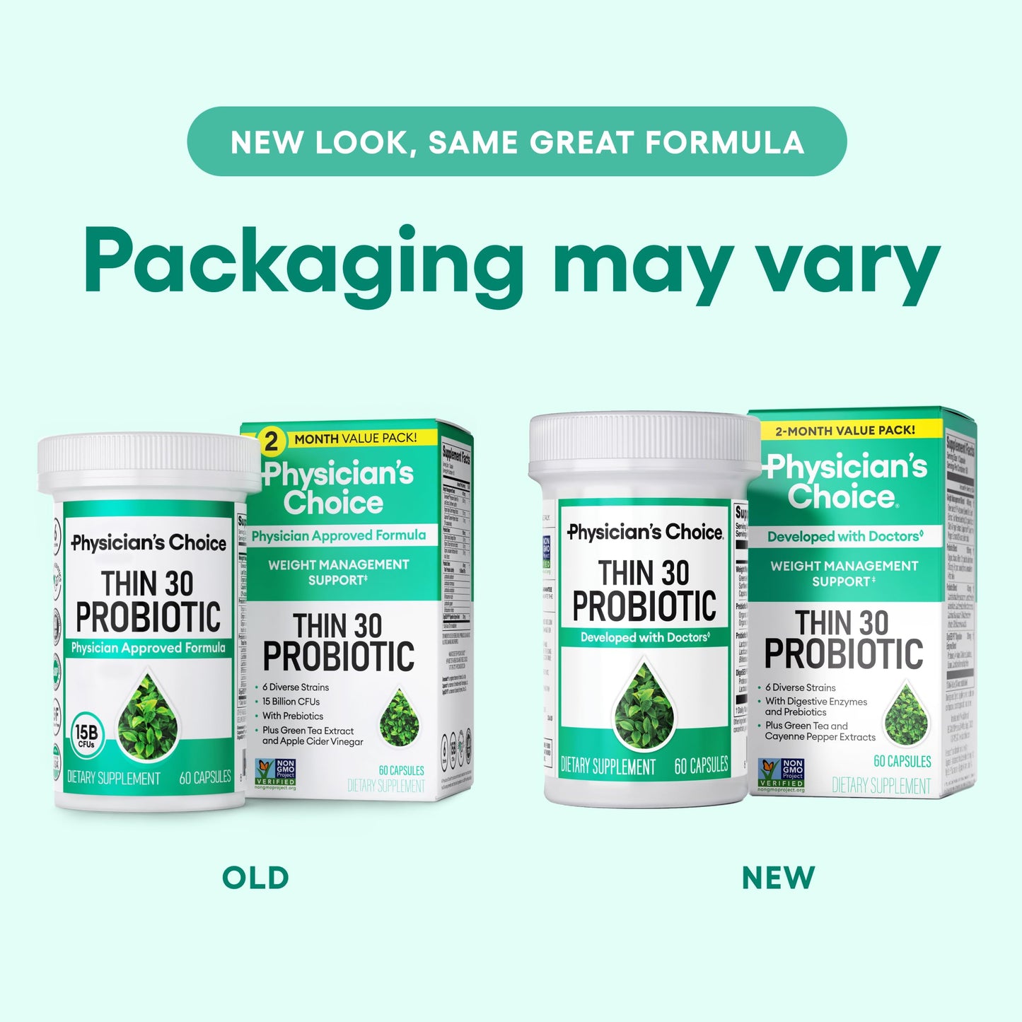 Physician's CHOICE Probiotics for Weight Management & Bloating - 6 Probiotic Strains - Prebiotics - Key ingredient Cayenne - Supports Gut Health - Weight Management for Women & Men - Green Tea - 30 CT