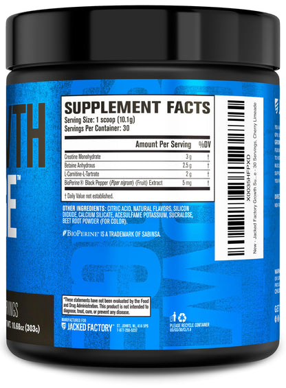 Jacked Factory Growth Surge Creatine Post Workout w/L-Carnitine - Daily Muscle Builder & Recovery Supplement with Creatine Monohydrate, Betaine, L-Carnitine L-Tartrate - 30 Servings, Swoleberry Nirvana Guru