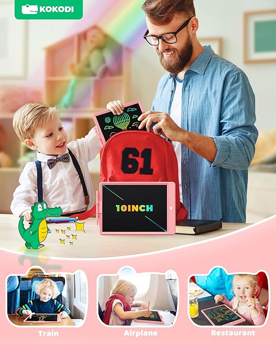 KOKODI LCD Writing Tablet, Valentines Day Gifts for Kids,10 Inch Colorful Toddler Doodle Board Drawing Tablet, Erasable Reusable Electronic Drawing Pads, Educational and Learning Toy for Kids nirvanaguru