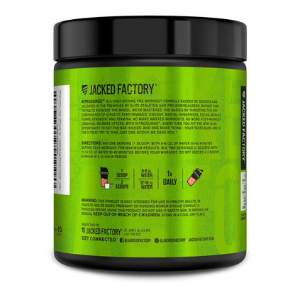 Jacked Factory NITROSURGE Pre Workout Supplement - Energy Booster, Instant Strength Gains, Clear Focus & Intense Pumps - NO Booster & Powerful Preworkout Energy Powder - 30 Servings, Blue Raspberry