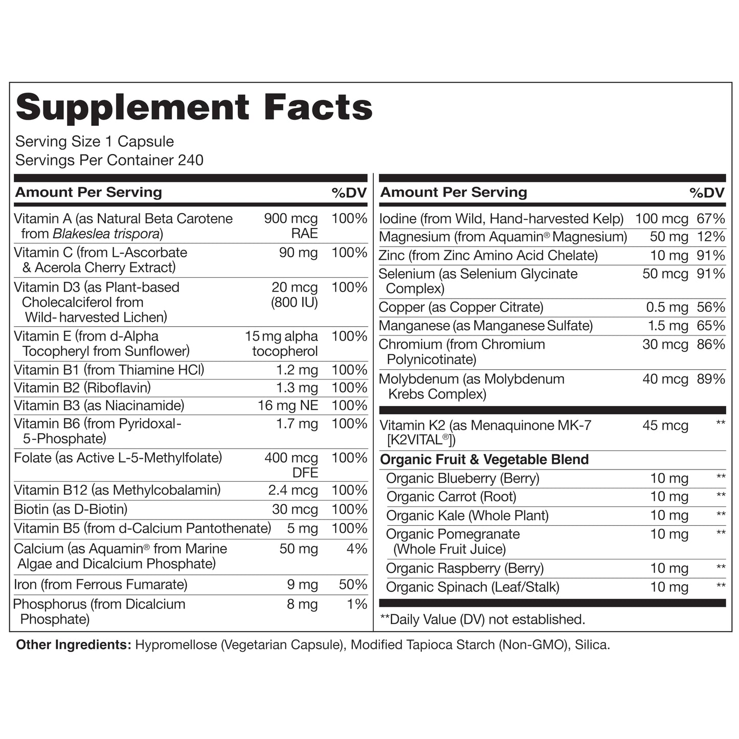 NATURELO One Daily Multivitamin for Women - Energy Support - Whole Food Supplement to Nourish Hair, Skin, Nails - Non-GMO - No Soy - Gluten Free - 120 Capsules - 4 Month Supply - Nirvana Guru