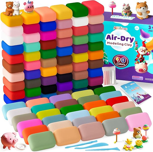 Air Dry Clay for Kids,90 Colors Modeling Model Magic Clay,DIY Molding Clay Starter Kit with Sculpting Tools,Soft and Non-Sticky,Art and Crafts for Boys & Girls 3-12 Years Old. nirvanaguru