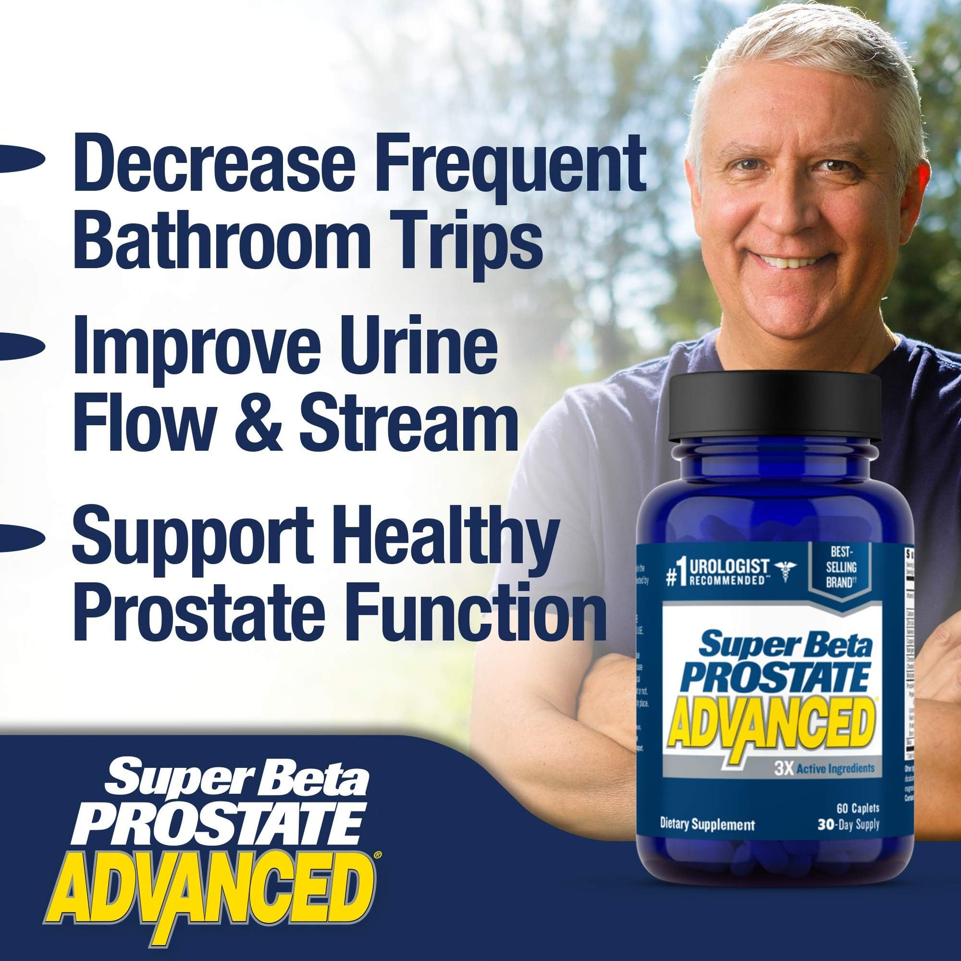 Advanced Prostate Supplement for Men – Reduce Bathroom Trips, Promote Sleep, Support Urinary Health & Bladder Emptying. Beta Sitosterol not Saw Palmetto. (60 Caplets, 1-Bottle) Nirvana Guru