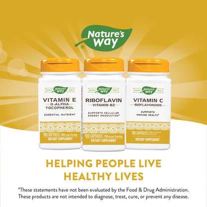Nature's Way Riboflavin Vitamin B2, Supports Cellular Energy Production*, High Potency Riboflavin, 100 mg per Serving, 100 Capsules (Packaging May Vary) - Nirvana Guru
