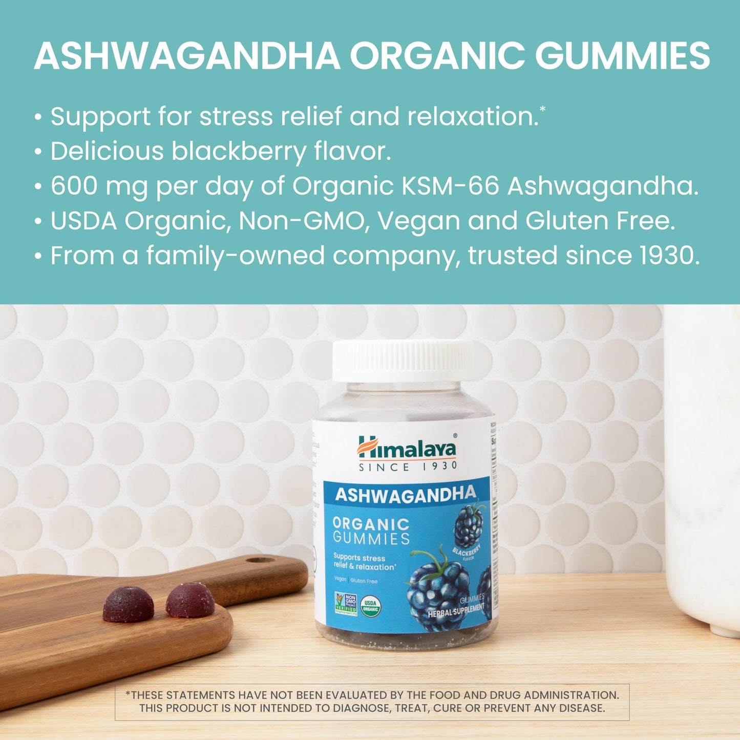 Himalaya Organic Ashwagandha, 120 Day Supply, Herbal Supplement for Stress Relief, Energy, Occasional Sleeplessness, Excipient Free, Organic, Non-GMO, Vegan, Gluten Free, 670 mg, 60 Caplets, 2 Pack - Nirvana Guru