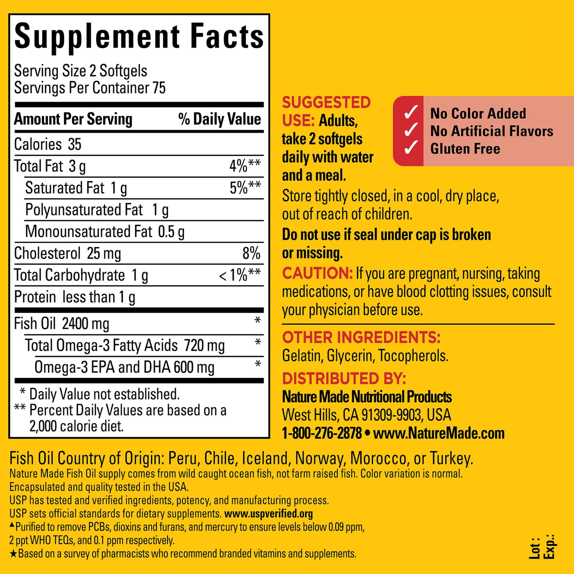 Nature Made Fish Oil Omega 3 Supplements, 1200mg Softgels, Omega 3 Fish Oil for Healthy Heart Support, 100 Softgels, 50 Day Supply Nirvana Guru
