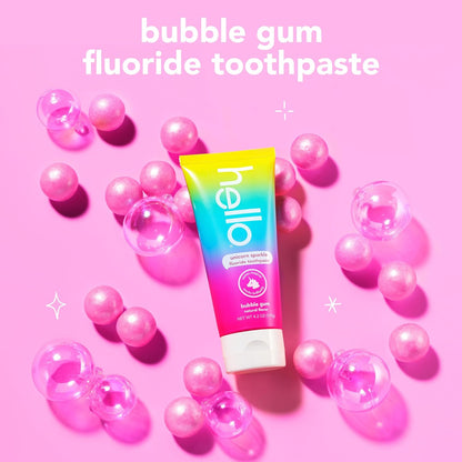 hello Unicorn Sparkle Kids Fluoride Toothpaste, Natural Bubble Gum Flavor, ADA Approved, Ages 2+, No Artificial Sweeteners, No SLS, Gluten Free, Vegan, Pack of 3, 4.2 oz Tubes Nirvana Guru