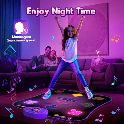 Flooyes Dance Mat Toys for 3-12 Year Old Kids, Electronic Dance Pad with Light-up 6-Button Wireless Bluetooth, Music Dance with 5 Game Modes, Birthday Toys Gifts for 3 4 5 6 7 8 9 10+ Year Old Girls Nirvana Guru